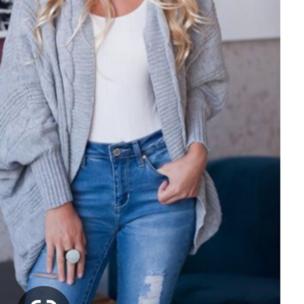 Military Hippie One Size Grey Batwing Sweater